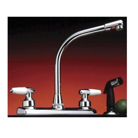 FASTFOOD Chrome & White 2 Handle Kitchen Faucet with High-Rise Sprayer FA2596066